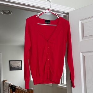 Cynthia Rowley Red V-Neck Button Cardigan